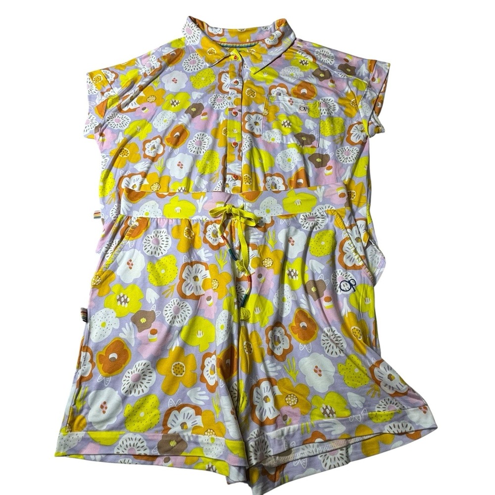 Ocean Pacific Pajama Set Medium Orange Yellow Floral New‎